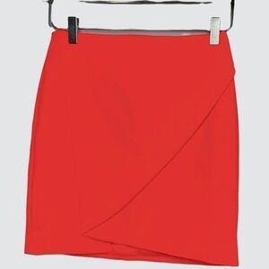 Finders Keepers Coral Mini Skirt Asymmetrical Cross Front Size S